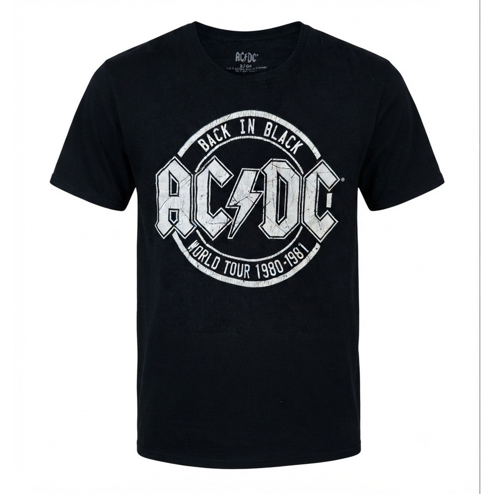 AC/DC Back In Black World Tour 1980-1981 Graphic T-Shirt Black Sm UNISEX A10-117